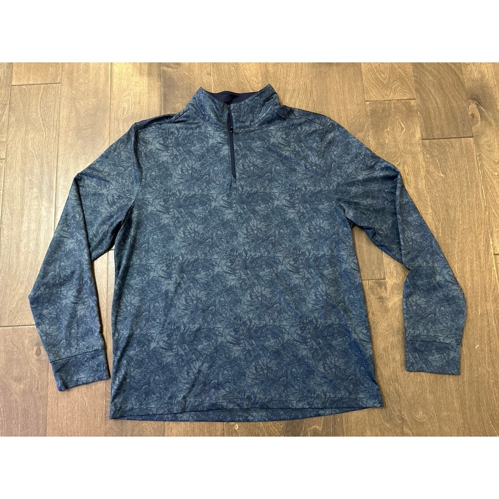 Southern Tide Performance Blue Long Sleeve Polo Men's Size Large Zip‎ Collar